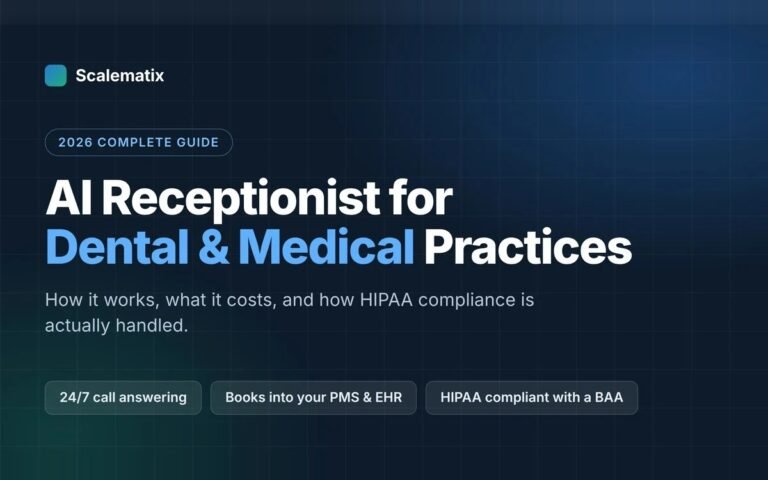 AI Receptionist for Dental & Medical Practices guide — 24/7 call answering, books into your PMS and EHR, HIPAA compliant with a BAA.