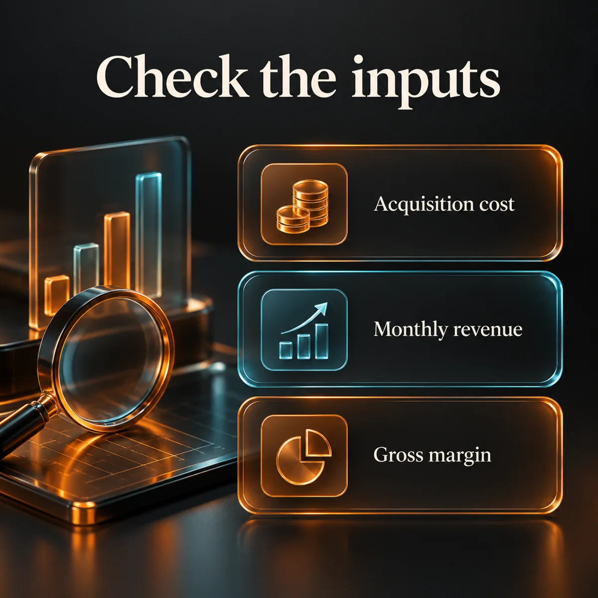 Acquisition cost, monthly revenue and gross margin are the inputs to a SaaS CAC payback estimate.